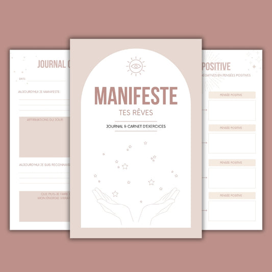 Carnet d'exercices & journal "MANIFESTE TES RÊVES" en FR
